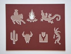 cowboy,fire,gecko,cactus,skull,arrow,Kokopelli