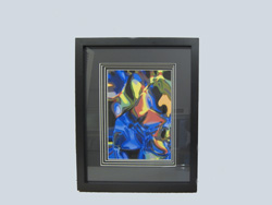 An abstract painting - Blue Butterfly with 4 mat boards