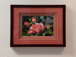 A rose painting with 4 mat boards