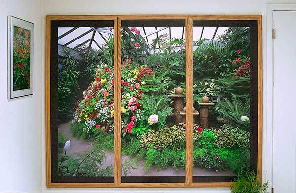 Wood Framed Butchart Gardens: The Greenhouse 3 Panel Mural