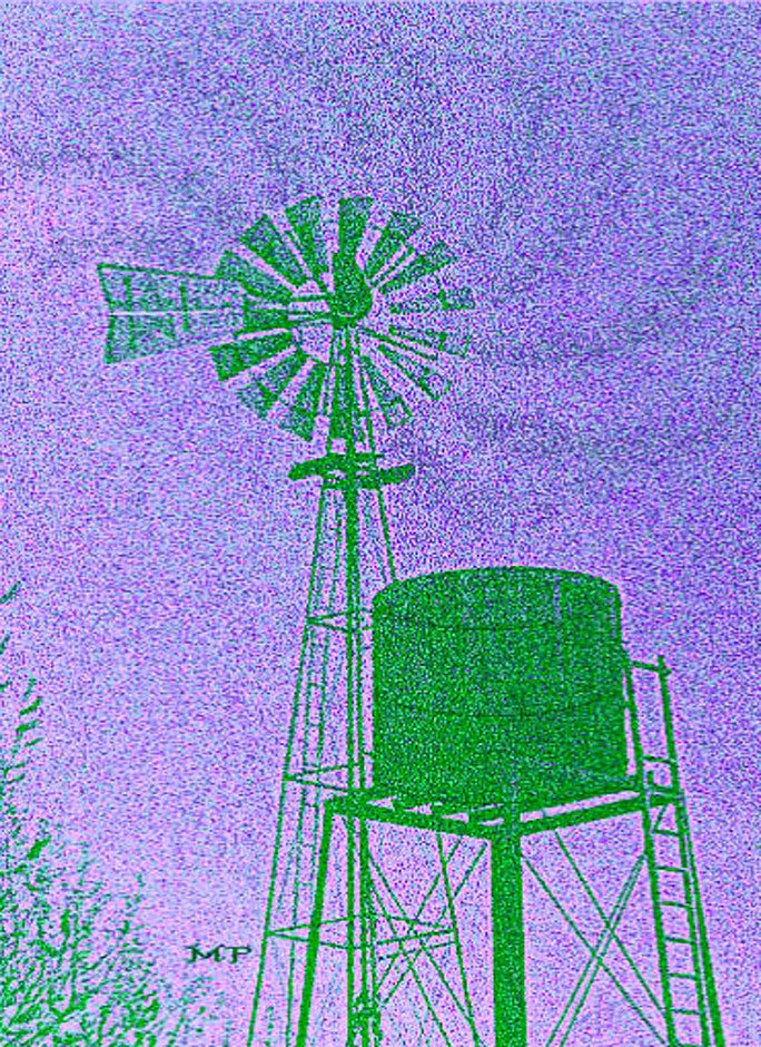 Buy this early computer paintings - windmill and water tower picture
