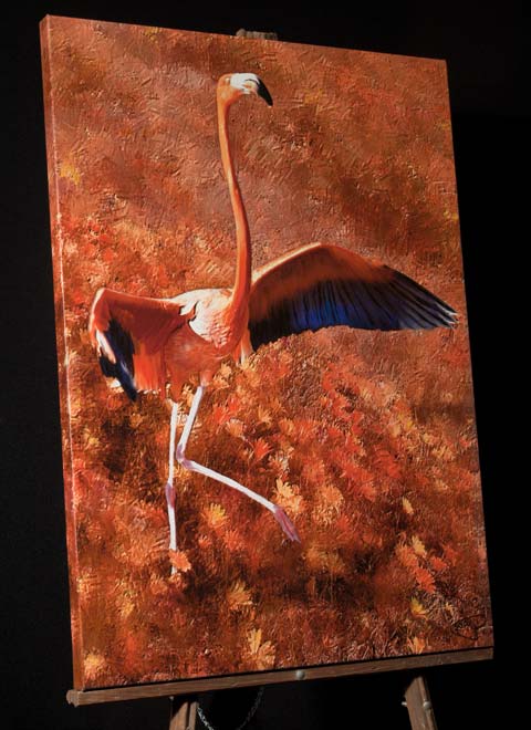 Colorful Dancing Flamingo Painting, Canvas San Diego Wall Art