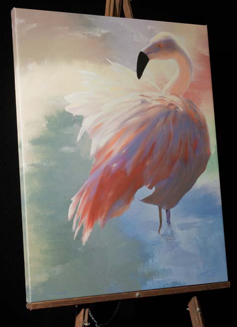 Flamingo Ballet Painting;Chilean Flamingo at Winston Oregon,canvas painting