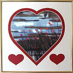 Pond Reeds and red flowers valentine gift