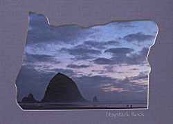 Haystack Rock at Cannon Beach in an Oregon mat