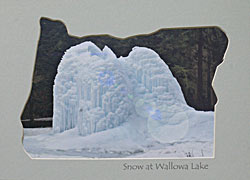 Frozen monolith at Wallowa Lake in winter