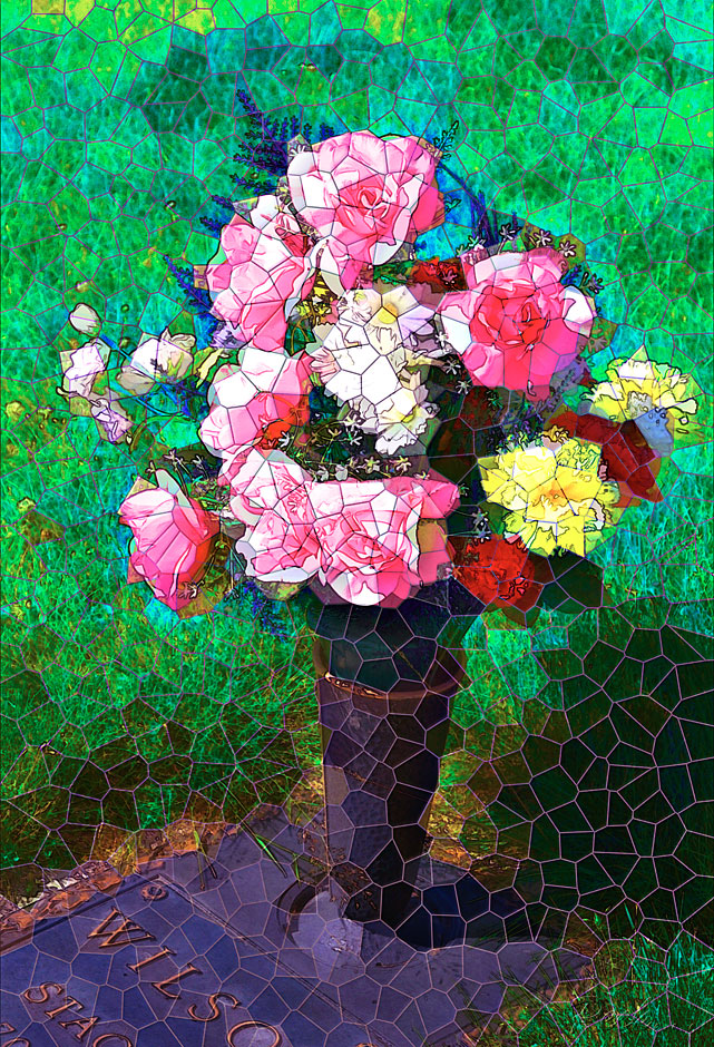 Buy this Staind Glass Effect - flower vase, cemetery headstone picture