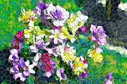 flower bouquet, stained glass