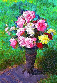 Staind Glass Effect - flower vase, cemetery