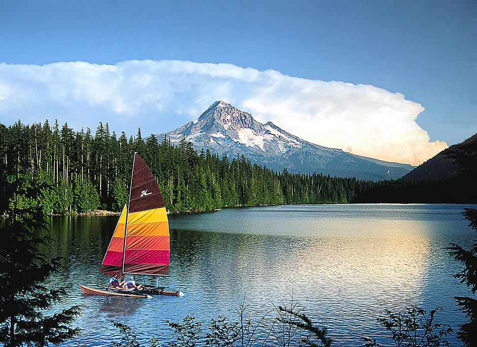 Mt. Hood at Lost Lake with boat