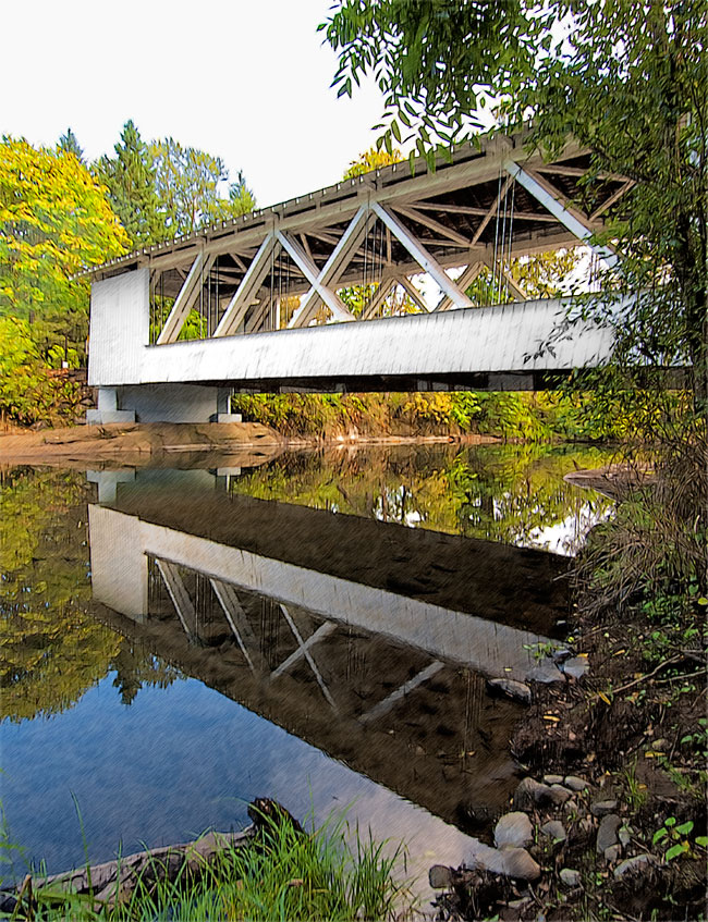 Weddle Covered Bridge over Ames Creek, Sweet Home, OR 44°23'35"N 122°43'39"W