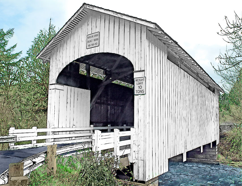 Wendling Bridge over Mill Creek - Springfield 44°11'28.0"N 122°47'55.7"W