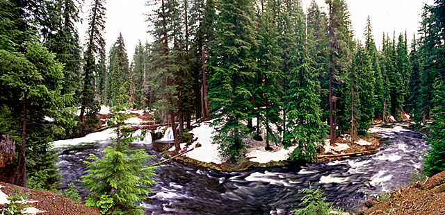 Snowy Oregon Rogue River panorama; Oregon river picture sold as framed art, canvas or digital files
