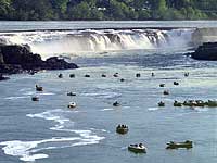 Fishing boats amass at Willamette Falls in Oregon City
