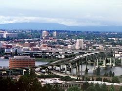 On-ramps to The Marquam Bridge (built in 1966); Portland Oregon