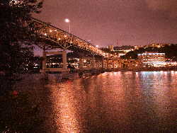 The Willamette River and Marquam Bridge (built in 1966) at Portland waterfront