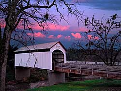 Antelope Creek Covered Bridge sunset