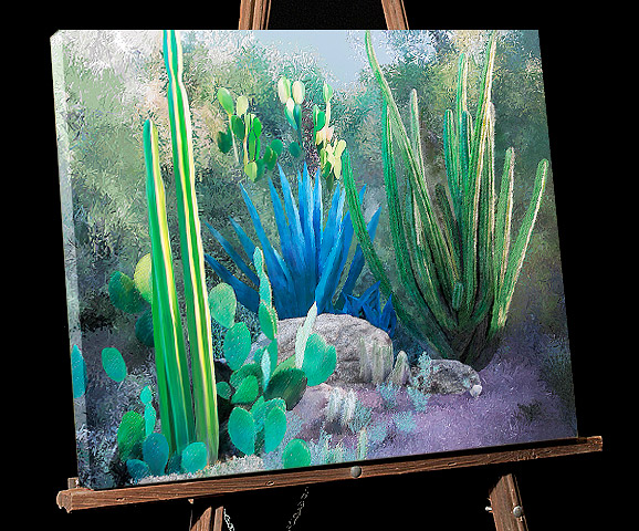 Phoenix Arizona Botannical Gardens; Cactus Landscape Painting