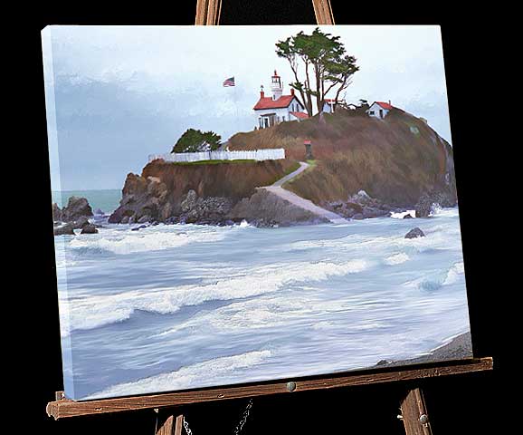 California North Coast Painting; Battery Point Lighthouse at Crescent City 