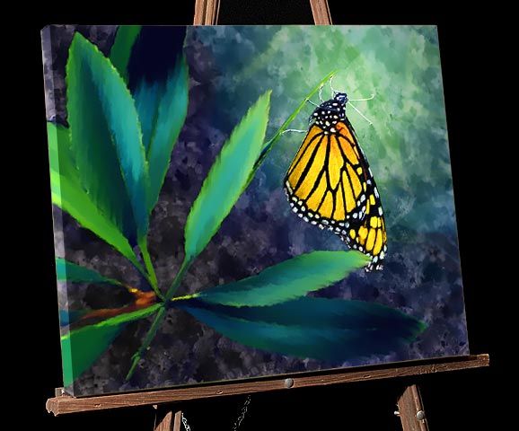 California North Coast Painting; Monarch Butterfly-Pacific Grove Vivarium