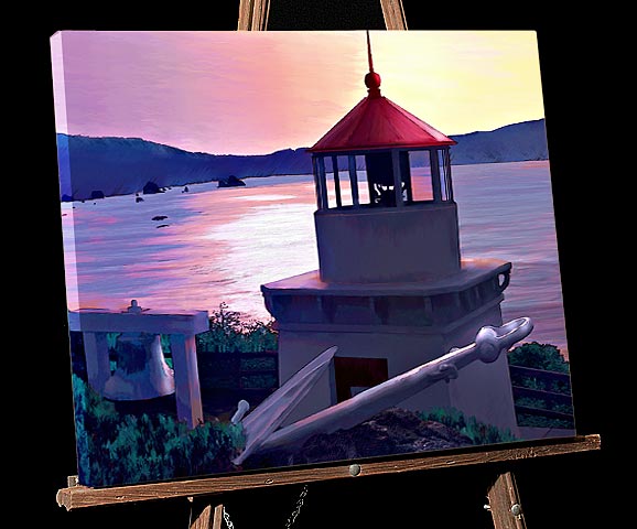 California North Coast Painting; Trinidad Lighthouse sold as framed photo or gallery wrap canvas