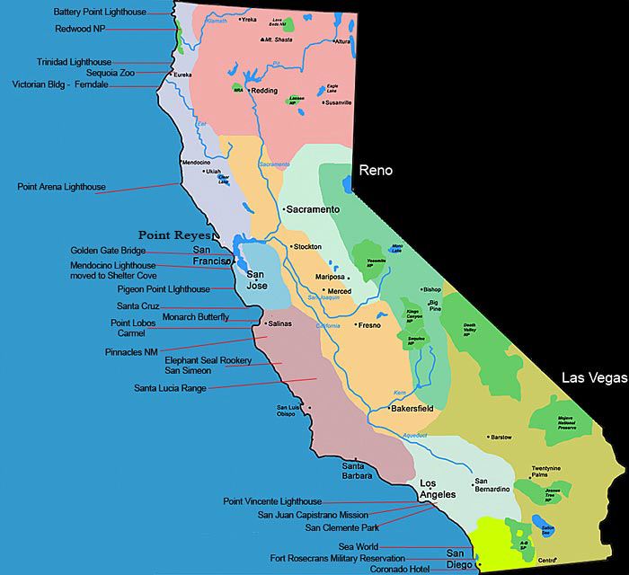 Map of our California pictures