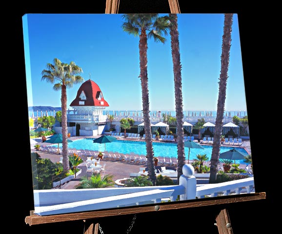 San Diego Painting;Coronado Hotel swimming pool with palm trees