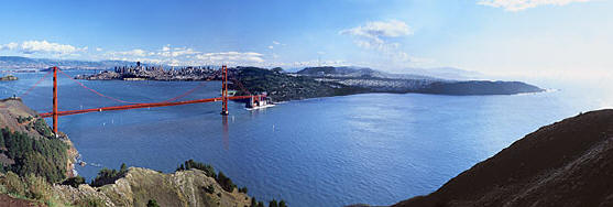 The Golden Gate Bridge and Pacific Ocean; San Francisco California