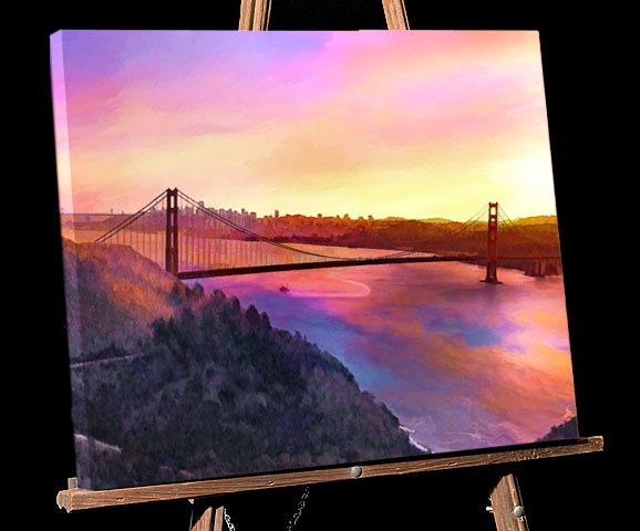 California Central Painting; Golden Gate Bridge Sunset-San Francisco