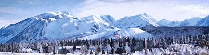 Sierra Nevada Peaks panorama Painting