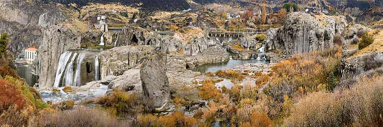 Fall Color from Shoshone Falls State Park in Twin Falls Idaho; Magic Valley in autumn sold as framed photo or canvas