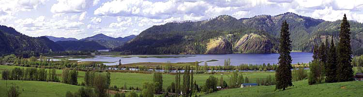 Swan Lake Idaho panorama; Coeur d'Alene River photograph sold as framed photo or canvas