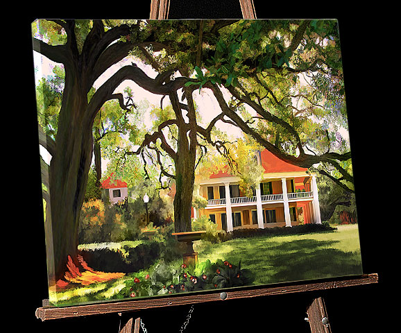 New Orleans Painting; Louisiana Houmas House Plantation in Darrow