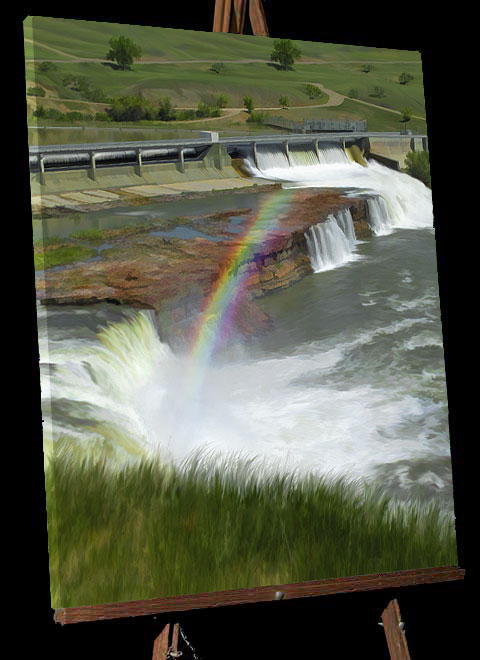 Rainbow punctuates the Rainbow Falls Dam at Great Falls Montana