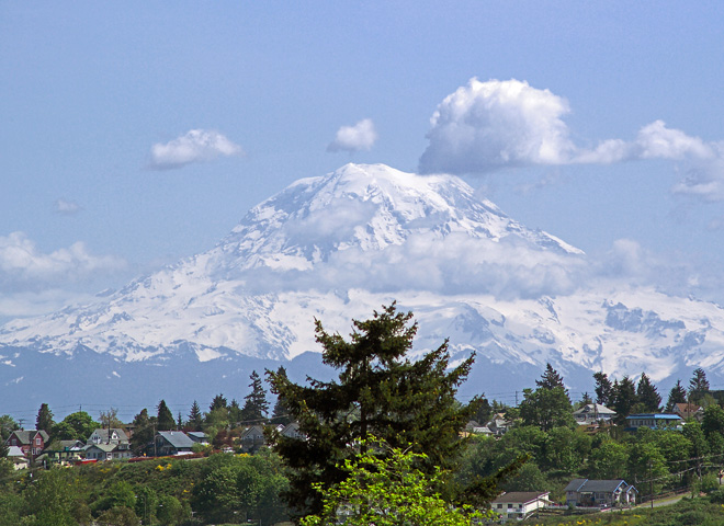 Mount Rainier from Kent Washington Sunny Day Photo for sale,Puget Sound photographs