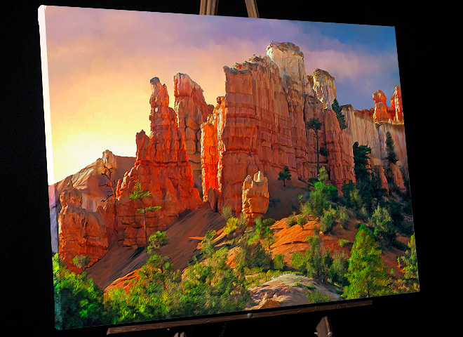 Landscape Art - Bryce Canyon Sundown from Bryce Canyon National Park - photo to painting