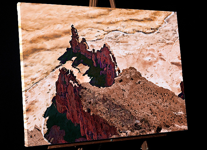 Landscape Art -Needles in Canyonlands National Park- sandstone spires photo to painting