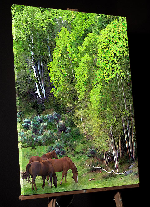 Landscape Art - Salina Utah  Horses and aspens photo to painting 