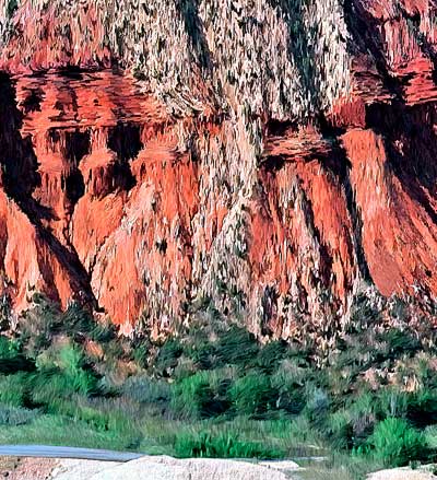 Flaming Gorge Closeup of Painting; demonstration of artistic style 