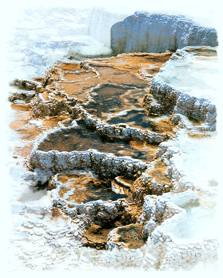 Buy this Minerva Springs is a closeup of travertine limestone terraces photograph