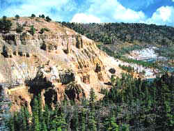 Yellowstone Canyon hillside cliff