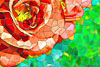 VERY colorful simulation of Stained Glass; tulips, roses, bouquets