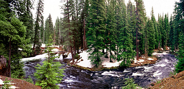 Snowy Oregon Rogue River panorama; Oregon river picture sold as framed art, canvas or digital files