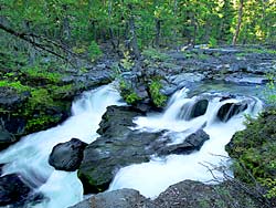 the Rogue River goes through Cascade, Siskiyou and Coast Ranges dumping into Ocean at Gold Beach
